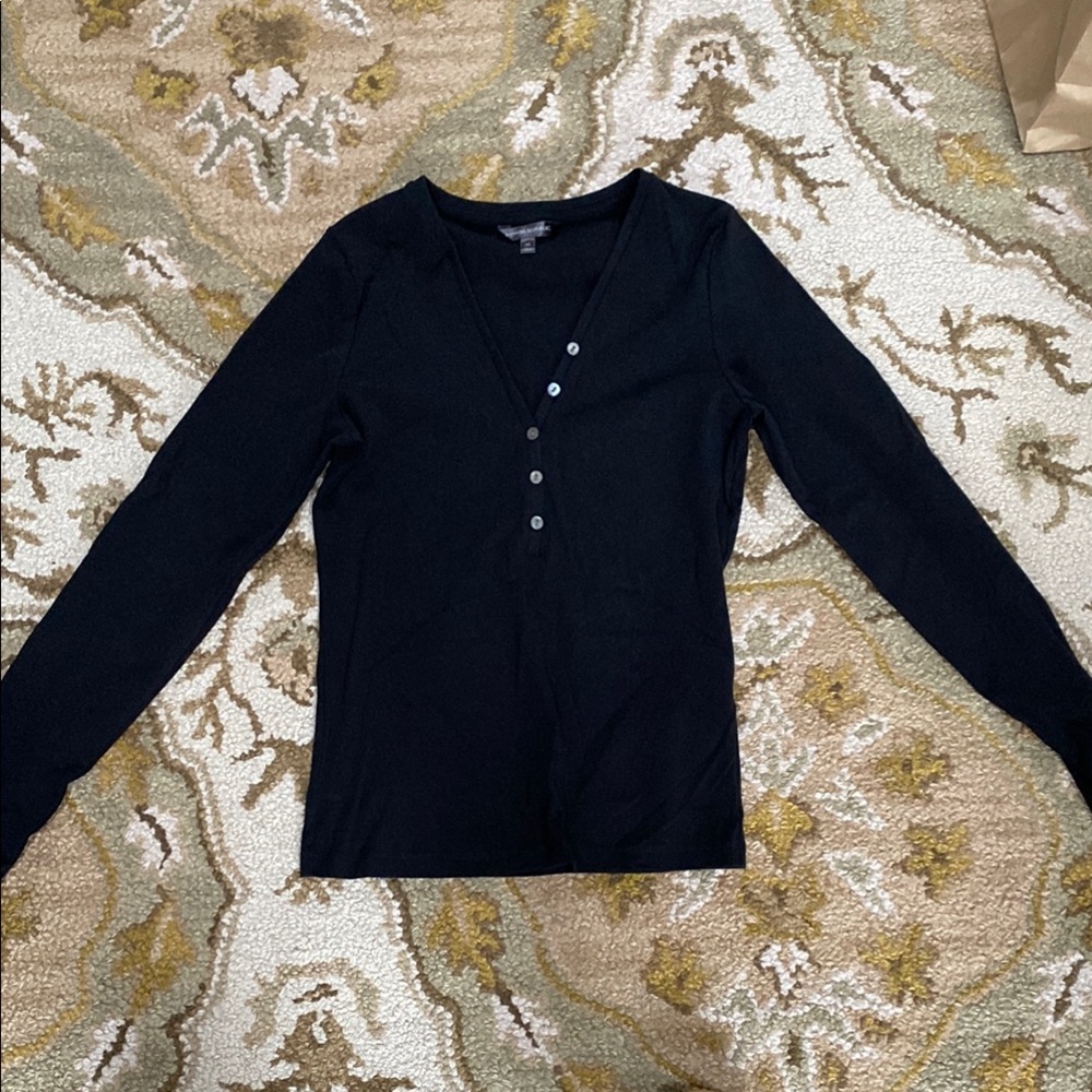 Black Long Sleeve Top with Buttons